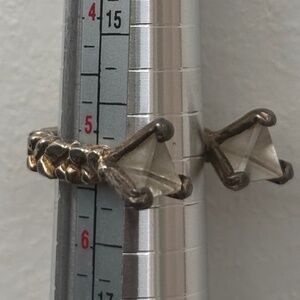 Unearthen Double Prism Ring Gold Brass Chunky Cocktail Triangle Size 5 or 6